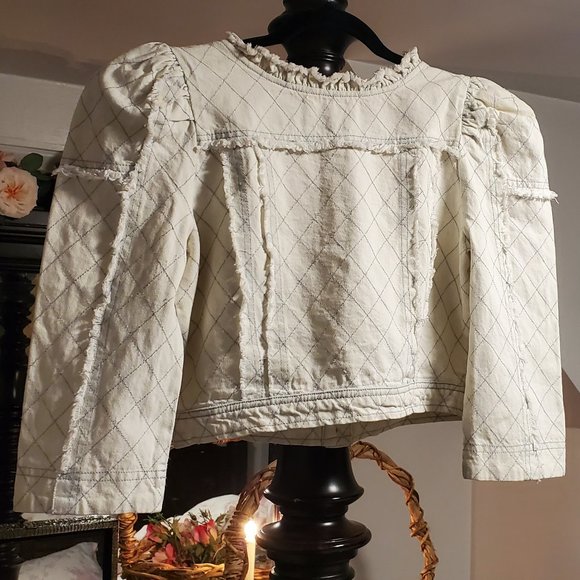 LoveShackFancy Elmont Denim Jacket Small/Medium - Picture 8 of 14